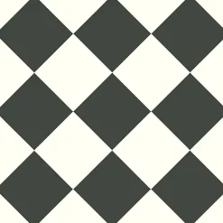 Sol Vinyle effet damier diagonal Noir et blanc - Rouleau de 2m x 2m-Décoweb Outlet