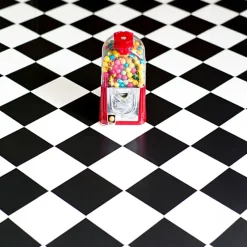 Sol Vinyle effet damier diagonal Noir et blanc - Rouleau de 2m x 2m-Décoweb Outlet