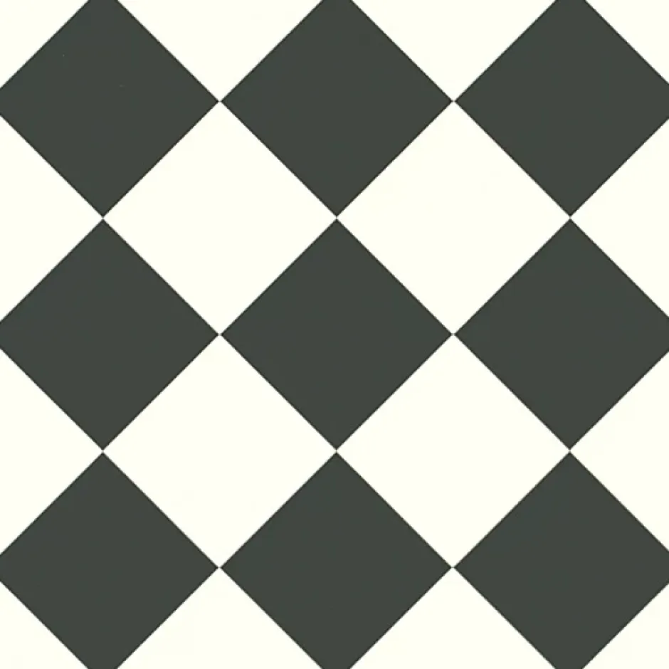 Décoweb Sol Vinyle effet damier diagonal Noir et blanc - Rouleau de 3m x 3m