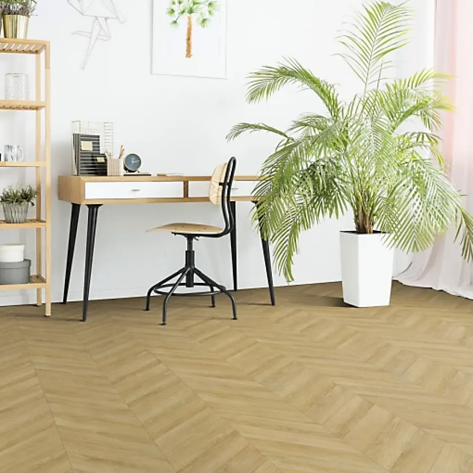 Sol Vinyle effet Parquet chevron Chêne naturel - Rouleau de 2m x 5m-Décoweb Sale