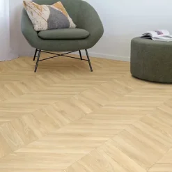 Décoweb Sol Vinyle effet Parquet chevron Chêne naturel - Rouleau de 4m x 5m