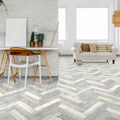 Sol Vinyle effet parquet usé chevron coloré - Rouleau de 3m x 3m-Décoweb Discount