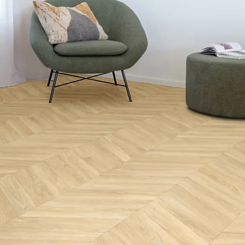 Sol Vinyle effet Parquet chevron Chêne naturel - Rouleau de 1m x 10m-Décoweb