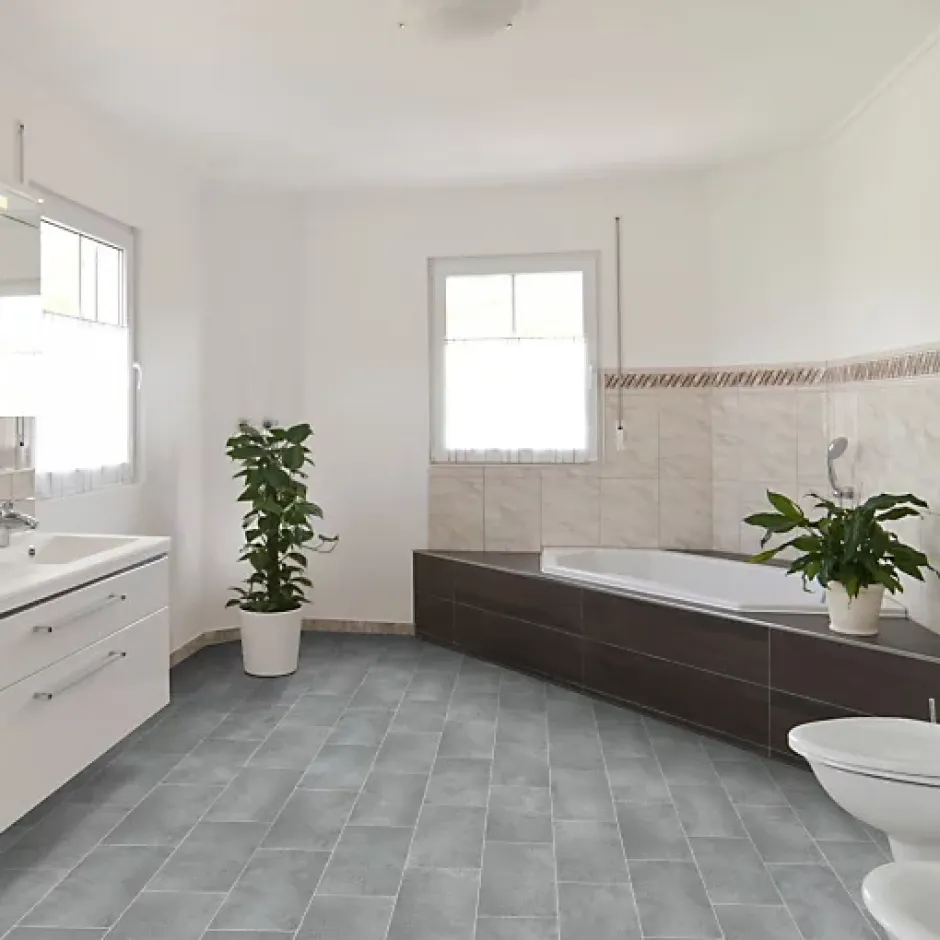 Sol Vinyle Style - Imitation Carrelage gris - Rouleau de 3m x 4m-Décoweb Discount