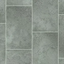 Décoweb Sol Vinyle Style - Imitation Carrelage gris - Rouleau de 4m x 13m