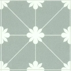 Sol Vinyle Textile - Aspect carreaux vert sauge - Rouleau de 4m x 7m-Décoweb Online