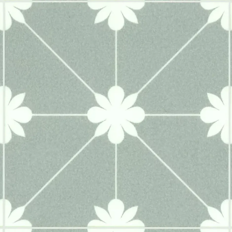 Sol Vinyle Textile - Aspect carreaux vert sauge - Rouleau de 4m x 7m-Décoweb Online