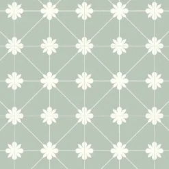 Décoweb Sol Vinyle Textile - Aspect carreaux vert sauge - Rouleau de 2m x 5m