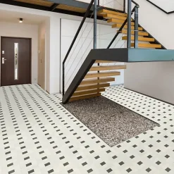 Décoweb Sol vinyle Textile - Aspect dalles en pierre & cabochons - Rouleau de 2m x 2m