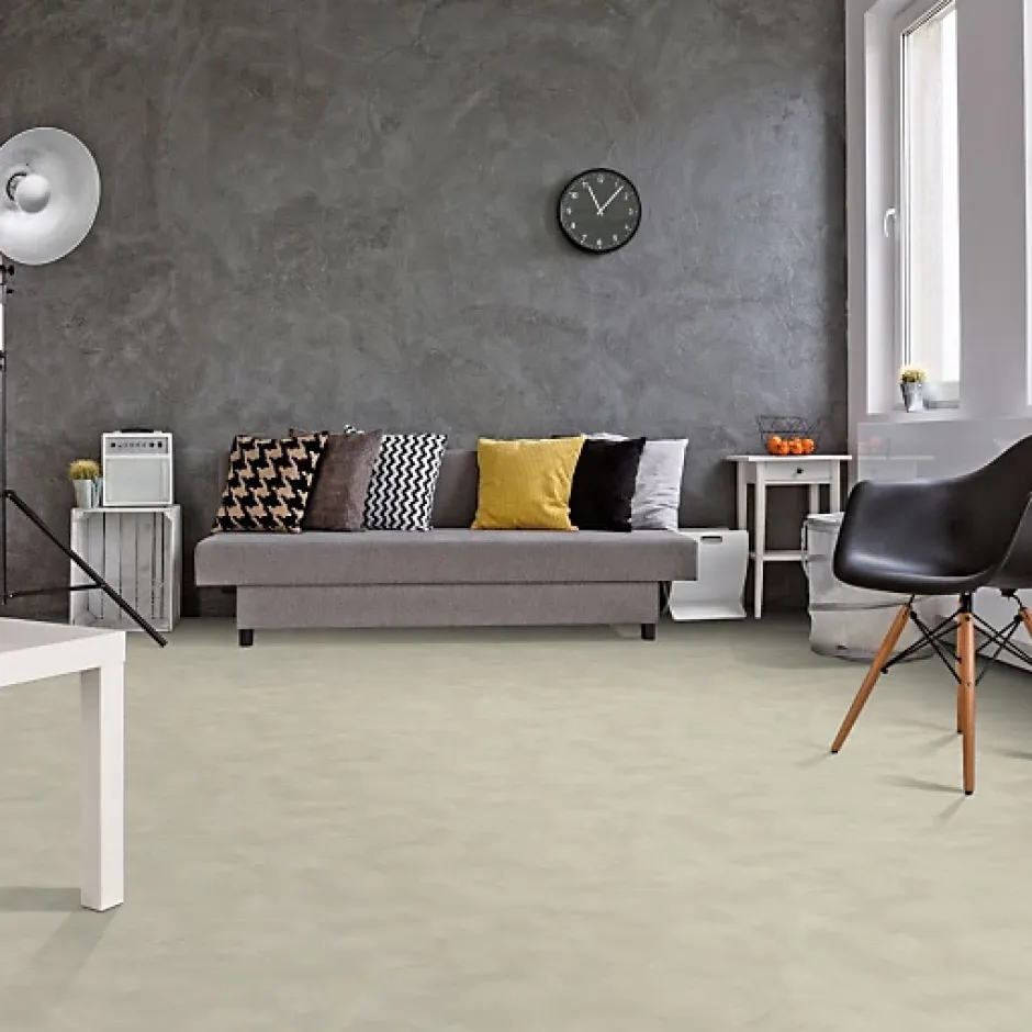 Décoweb Sol vinyle Textile - Effet béton lissé gris centaure - Rouleau de 3m x 6m