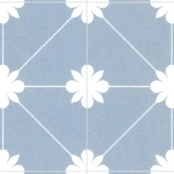 Sol Vinyle Textile Aspect carreaux Azur - Rouleau de 3m x 4m-Décoweb Clearance