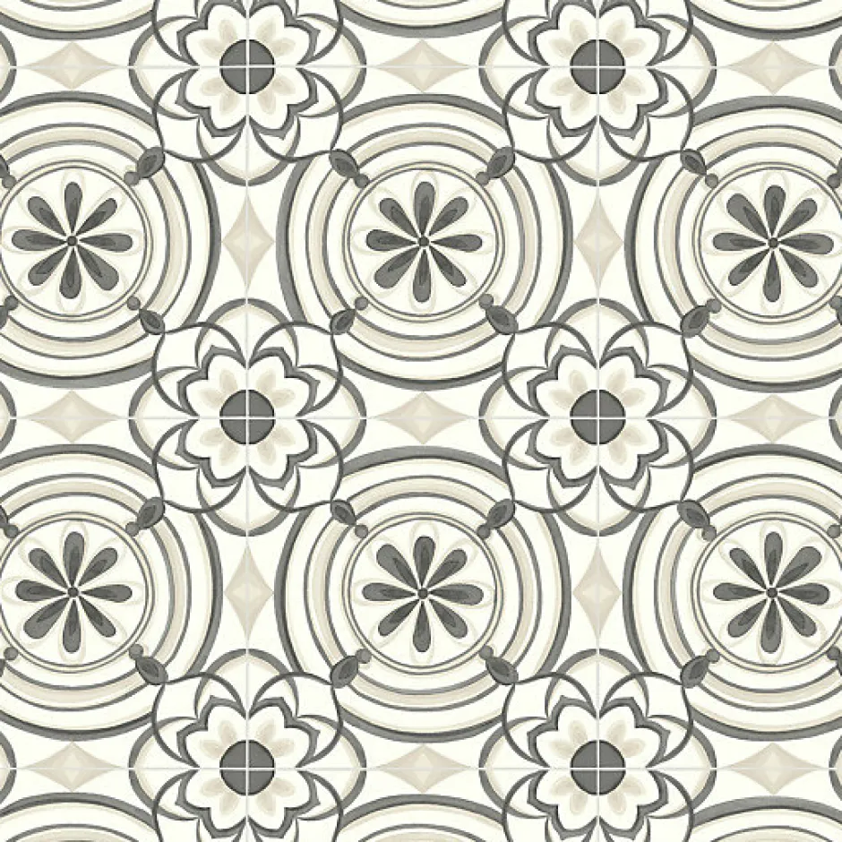 Sol Vinyle Textile carreaux de ciment Andalousie noir - Rouleau de 3m x 4m-Décoweb Discount