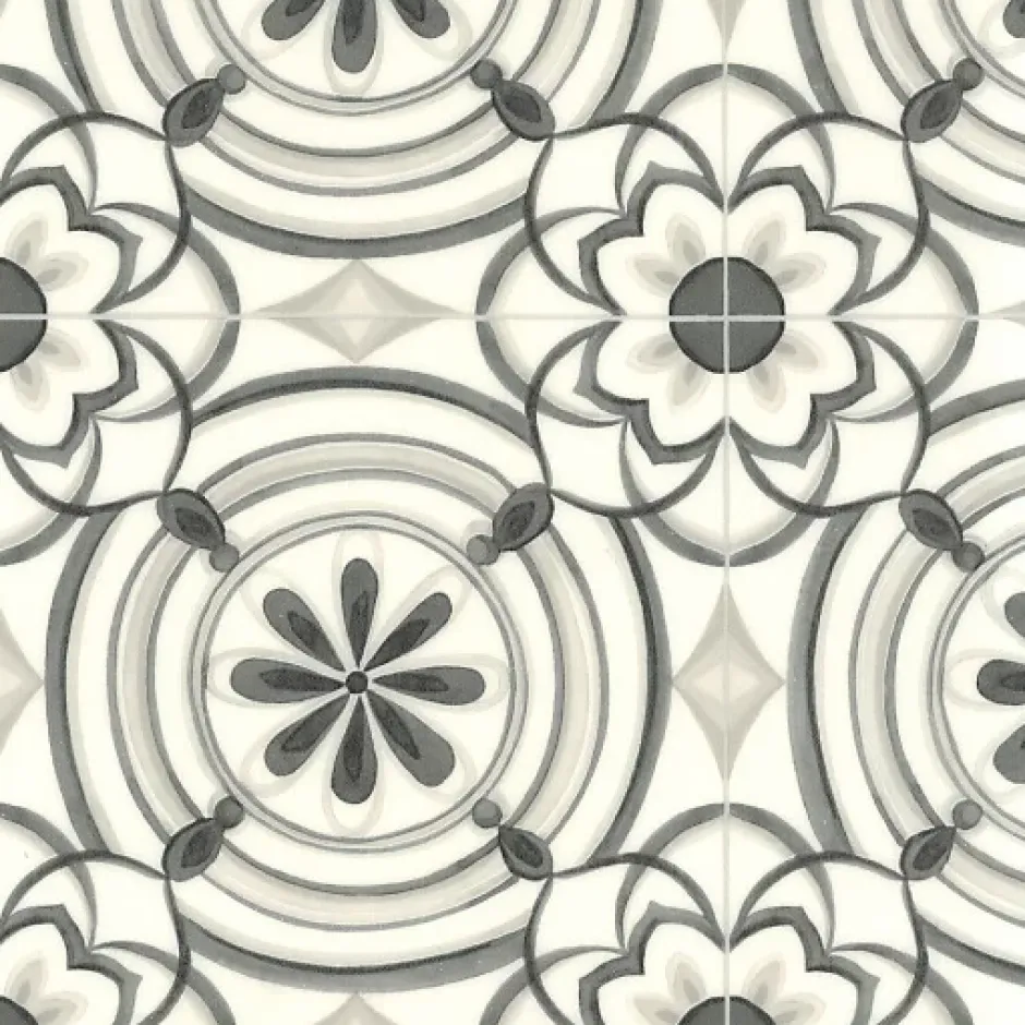 Sol Vinyle Textile carreaux de ciment Andalousie noir - Rouleau de 3m x 4m-Décoweb Discount