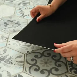 Sol vinyle Textile effet carrelage hexagonal - Rouleau de 4m x 3m-Décoweb Clearance