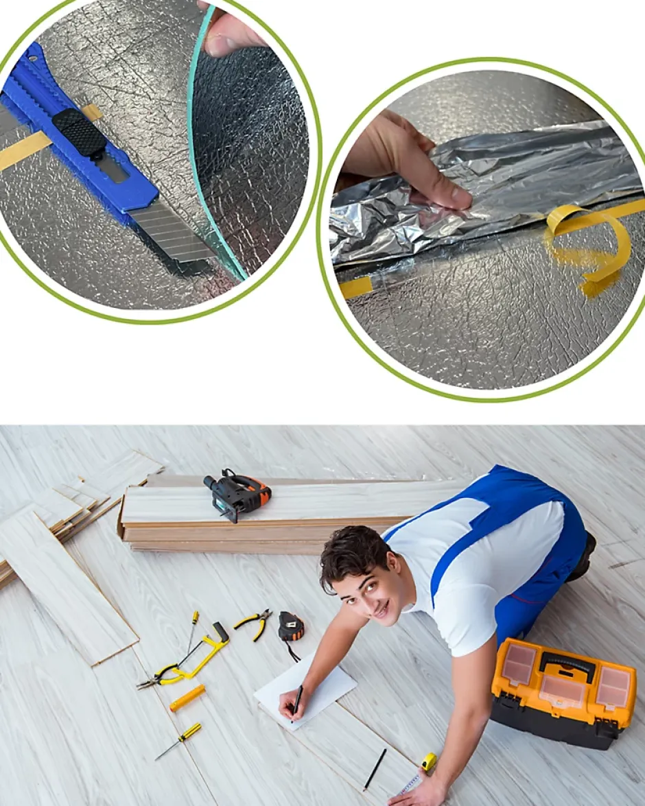 Ikhemalarka Sous-couche sol XPS 5 mm avec film PET 7m2 isolation phonique thermique et anti-choc pour parquet et moquette