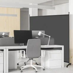 Giantex Séparateur de Pièce 184 x 184 cm, Paravent de Confidentialité sur roulettes, Paravent Autoportant pour Salon, Chambre, Gris