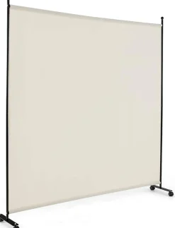 Séparateur de Pièce 184 x 184 cm, Paravent de Confidentialité sur roulettes, Paravent Autoportant pour Salon, Chambre, Blanc-Giantex