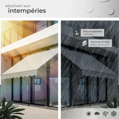 Tectake Store à pince sans perçage en polyester 200 x 180 cm gris clair