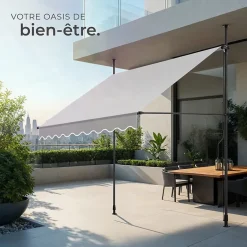 Tectake Store à pince sans perçage en polyester 200 x 180 cm gris clair