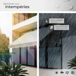 Tectake Store à pince sans perçage avec Manivelle Réglable en hauteur 211 - 304 cm gris clair