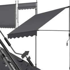 Tectake Store à pince sans perçage en polyester 150 x 180 cm gris