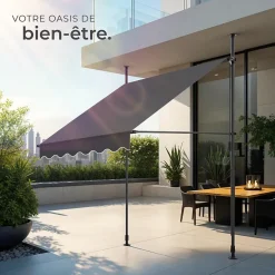 Tectake Store à pince sans perçage en polyester 150 x 180 cm gris