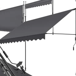 Tectake Store à pince sans perçage avec Manivelle Réglable en hauteur 211 - 304 cm noir/gris