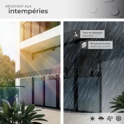 Tectake Store à pince sans perçage avec Manivelle Réglable en hauteur 211 - 304 cm noir/gris