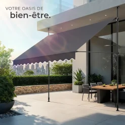 Tectake Store à pince sans perçage avec Manivelle Réglable en hauteur 211 - 304 cm noir/gris