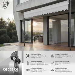 Tectake Store à pince sans perçage en polyester 400 x 180 cm gris clair