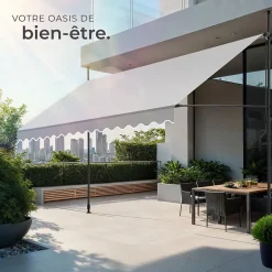 Tectake Store à pince sans perçage en polyester 400 x 180 cm gris clair