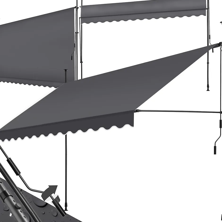 Tectake Store à pince sans perçage en polyester 350 x 180 cm gris