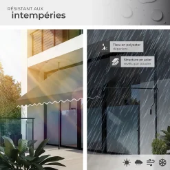 Tectake Store à pince sans perçage en polyester 350 x 180 cm gris