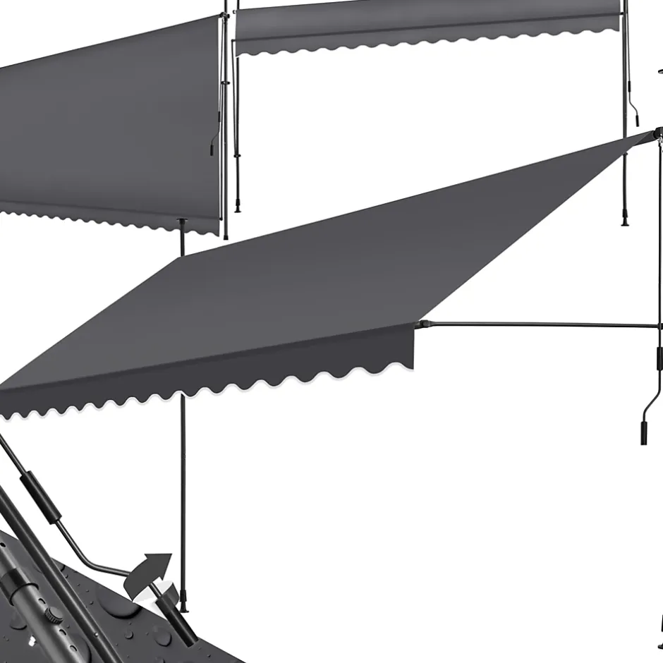 Store à pince sans perçage avec Manivelle Réglable en hauteur 211 - 304 cm noir/gris-Tectake Sale