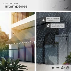 Store à pince sans perçage avec Manivelle Réglable en hauteur 211 - 304 cm noir/gris-Tectake Sale