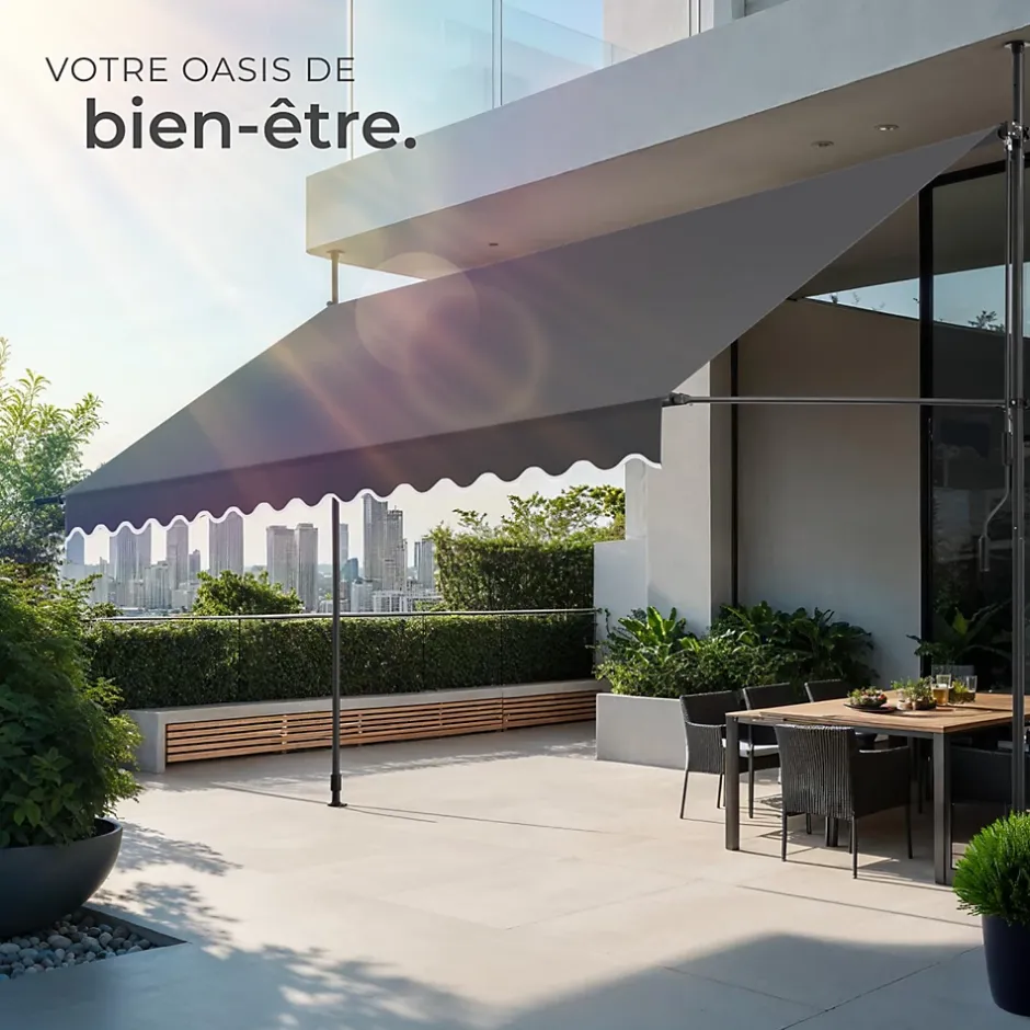 Store à pince sans perçage avec Manivelle Réglable en hauteur 211 - 304 cm noir/gris-Tectake Sale