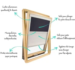 Avosdim Store Duo compatible fenêtre de toit VELUX pour dimension UK04 - Gris anthracite