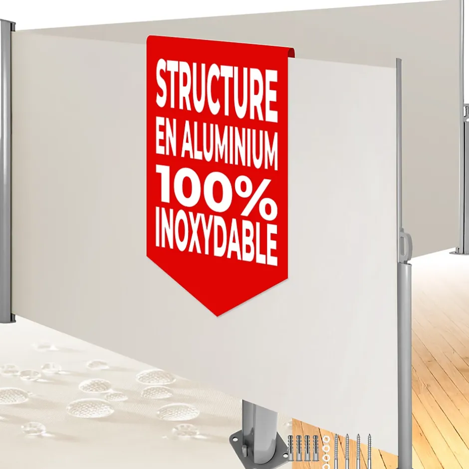 Store latéral double 160 x 600 cm en Aluminium beige-Tectake