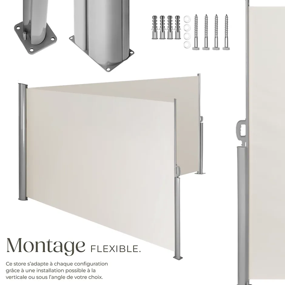 Store latéral double 160 x 600 cm en Aluminium beige-Tectake