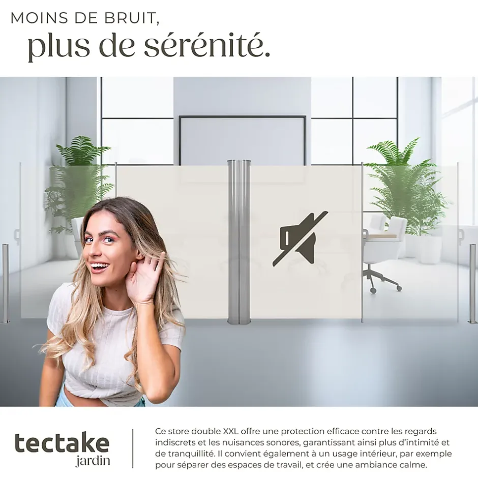 Store latéral double 160 x 600 cm en Aluminium beige-Tectake