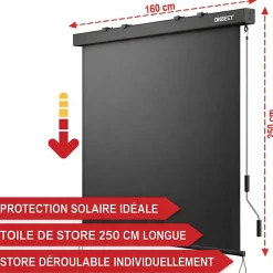 Store Vertical 160x250cm extensible avec manivelle intérieur et extérieur balcon et terre-Bb Loisir Sale