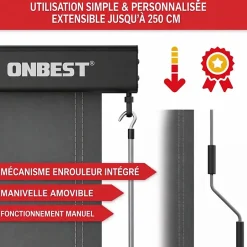 Store Vertical 160x250cm extensible avec manivelle intérieur et extérieur balcon et terre-Bb Loisir Sale