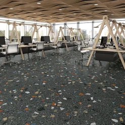 Eiffel art construction STRACCIATELLA GRAFITO - Carrelage aspect terrazzo coloré 60x120 cm(vendu par boite 1.44m2)