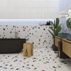 Eiffel art construction STRACCIATELLA NACAR - Carrelage aspect terrazzo coloré 60x120 cm(vendu par boite 1.44m2)