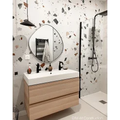 Eiffel art construction STRACCIATELLA NACAR - Carrelage aspect terrazzo coloré 60x120 cm(vendu par boite 1.44m2)