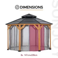 Sunjoy Filet pour tonnelle en bois de cèdre 395cm x 395cm