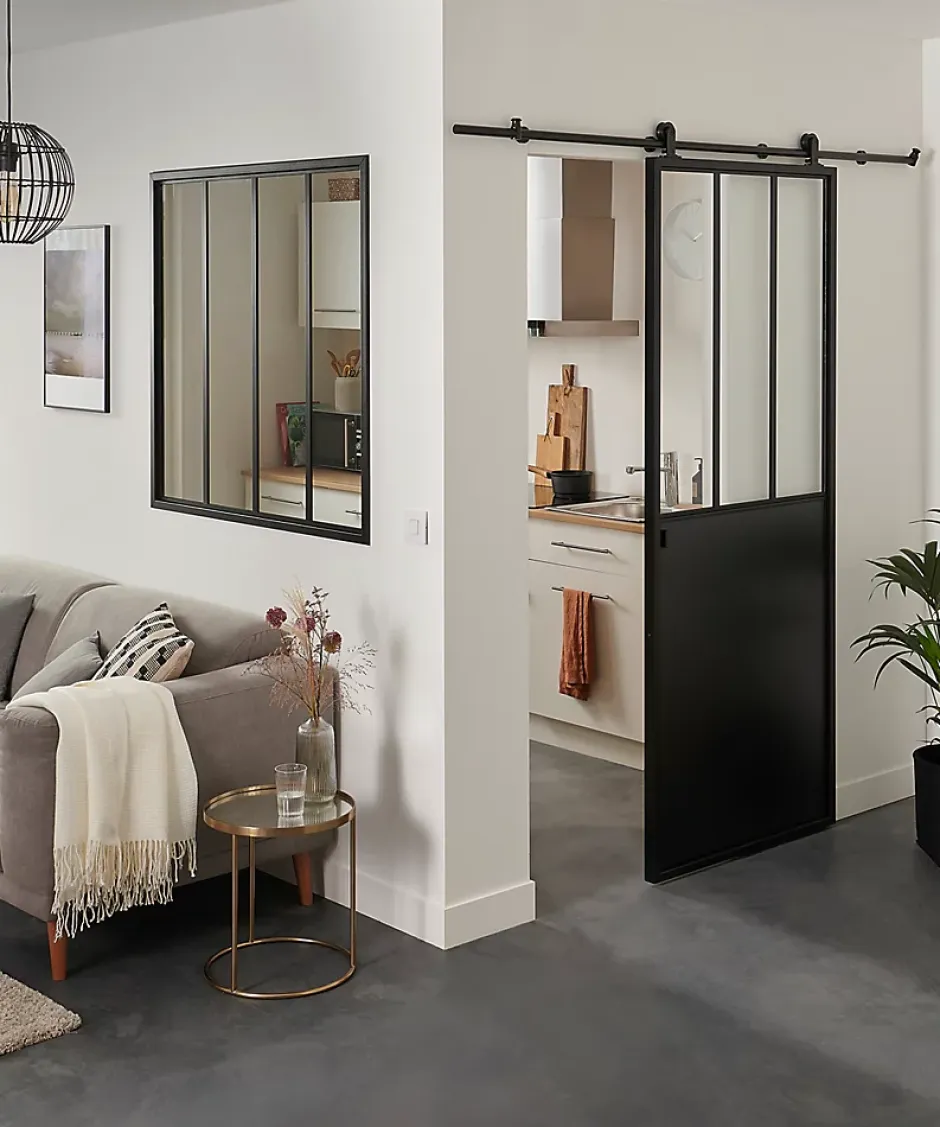 Système coulissant noir Indus pour porte- Sale