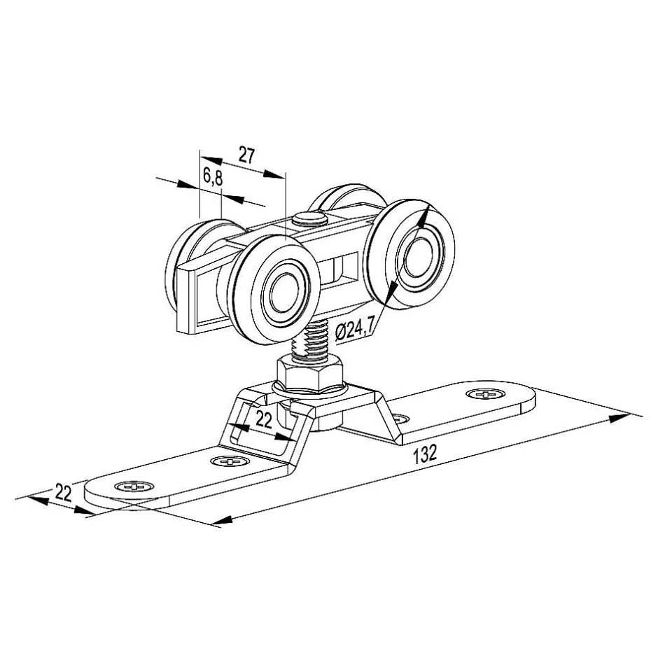 Slid’Up By Mantion Système coulissant SLID'UP 170 pour 1 porte jusqu'à 900 mm - rail 1,8 m - 120 kg