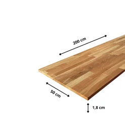 Wood&Sens Tablette Chêne Huilé bois massif, L.200 x l.50 cm, Ep.18 mm