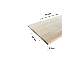 Wood&Sens Tablette Chêne Massif Abouté, L.80 cm x l.30 cm, Ep.18 mm